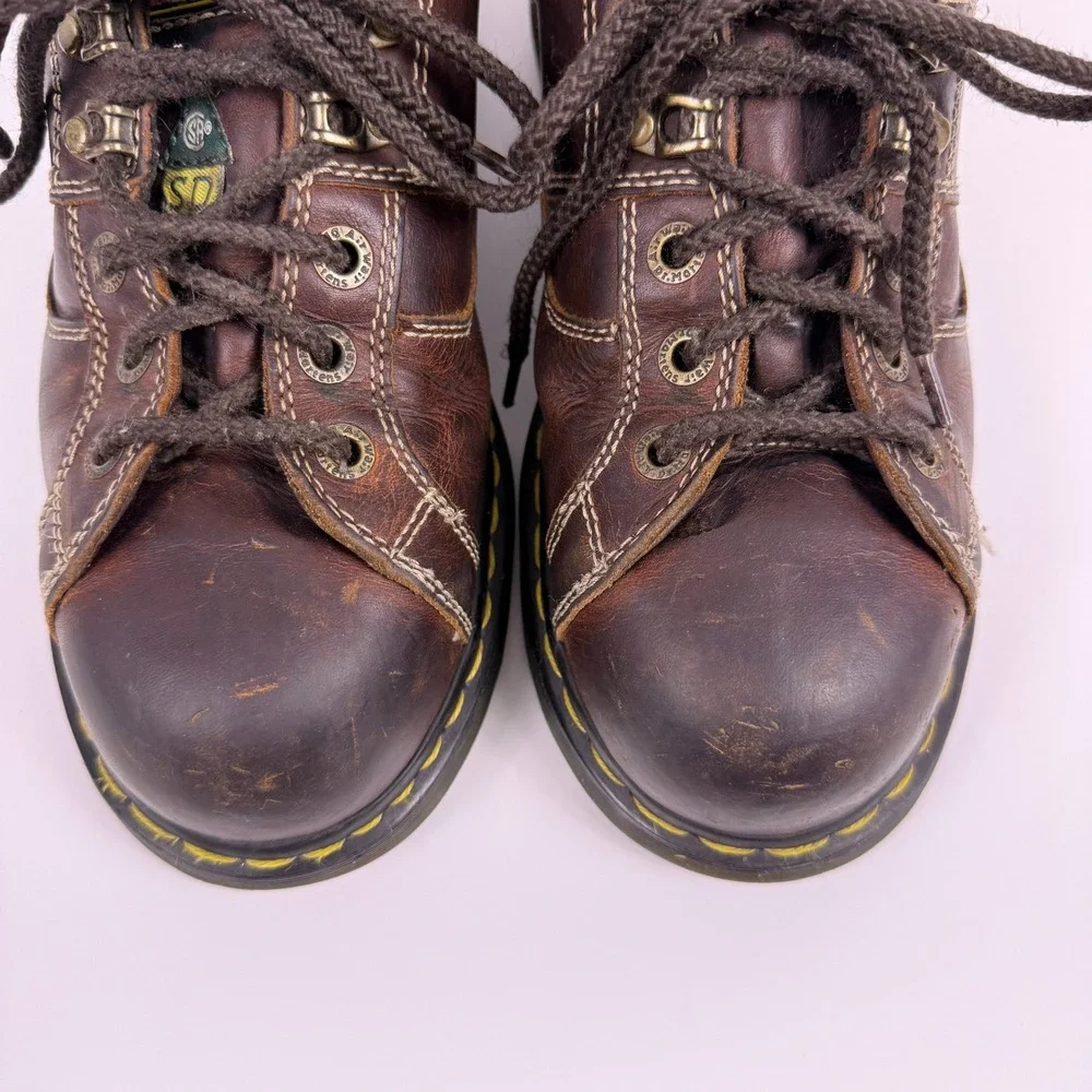 Y2K Dr. Martens Industrial Steel Toe Shoes Mens 9 Work Boots Lugged Grunge